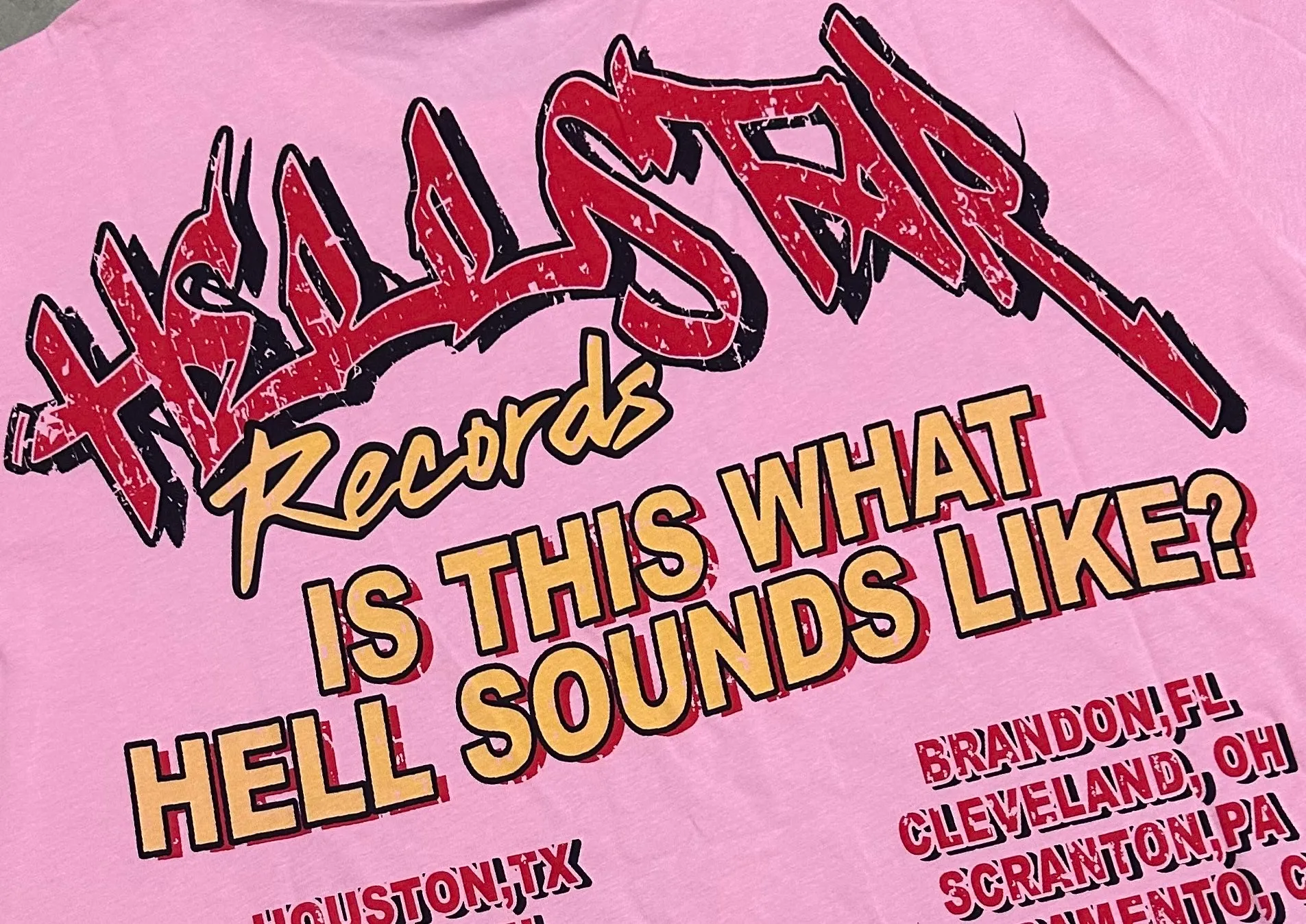 P116 778# white/pink ｜ Real stock Hellstar Cross-border European and American style, street brand pure cotton T-shirt Fabric (fabric): 32 counts of 240g heavy combed double yarn pure cotton Size (size): S-M- L- X L Color (colour): white, pink