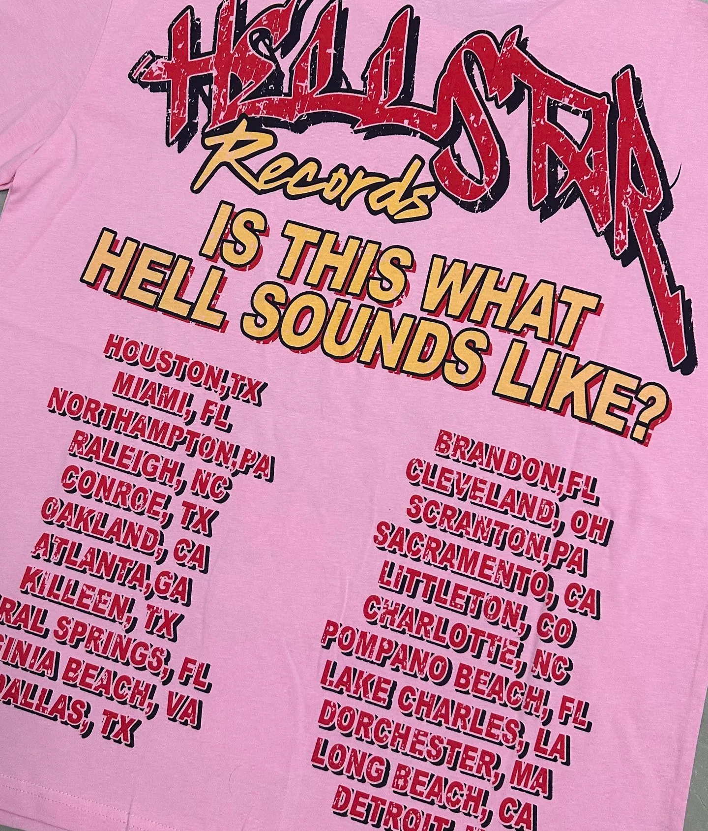 P116 778# white/pink ｜ Real stock Hellstar Cross-border European and American style, street brand pure cotton T-shirt Fabric (fabric): 32 counts of 240g heavy combed double yarn pure cotton Size (size): S-M- L- X L Color (colour): white, pink