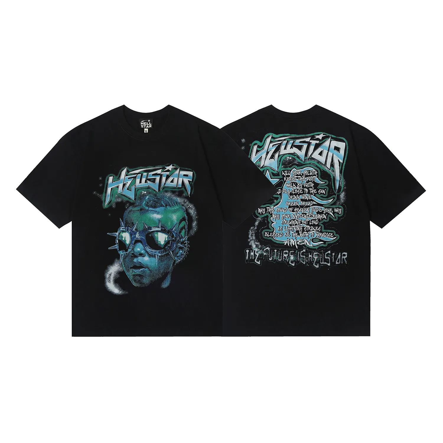 6670# P116 Hellstar American fashion high street pure cotton loose short-sleeved T-shirt Color: Black Size: S M L XL