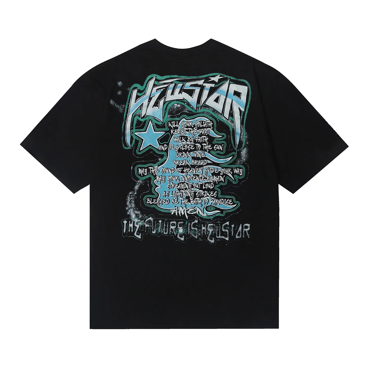 6670# P116 Hellstar American fashion high street pure cotton loose short-sleeved T-shirt Color: Black Size: S M L XL