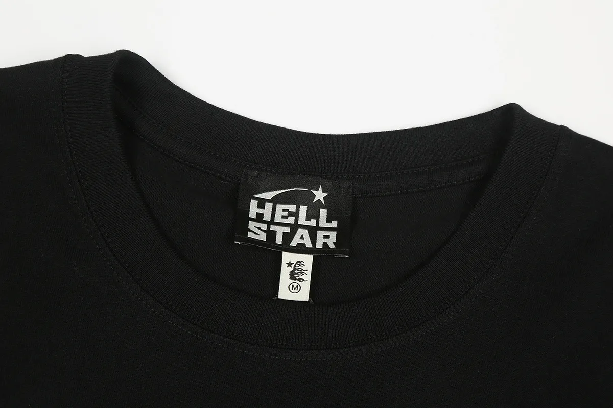 6670# P116 Hellstar American fashion high street pure cotton loose short-sleeved T-shirt Color: Black Size: S M L XL