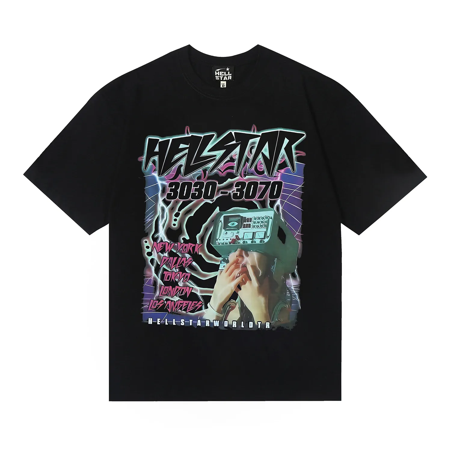 6662# P116 Hellstar American fashion high street pure cotton loose short-sleeved T-shirt Color: White Black Size: S M L XL