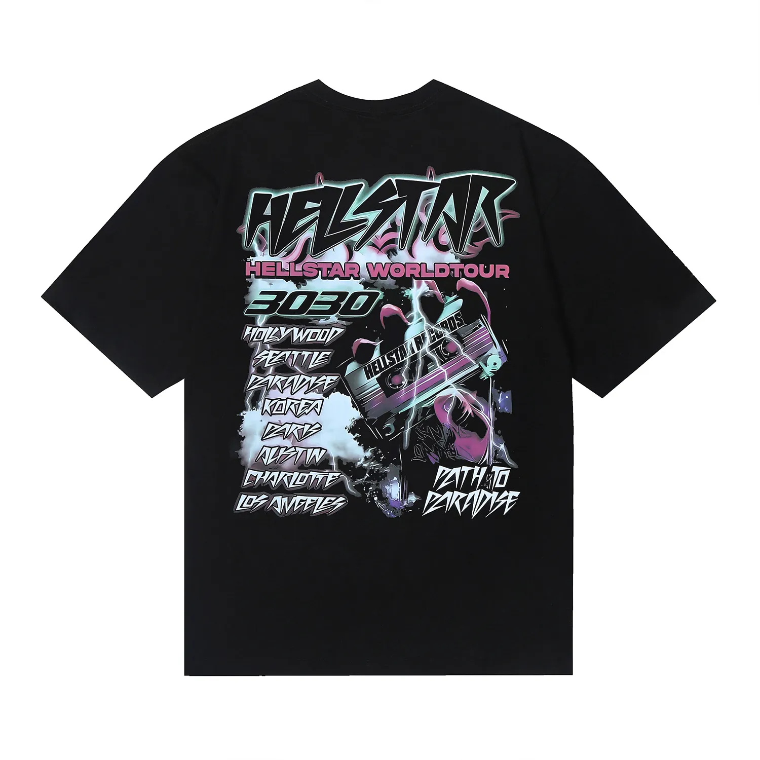 6662# P116 Hellstar American fashion high street pure cotton loose short-sleeved T-shirt Color: White Black Size: S M L XL