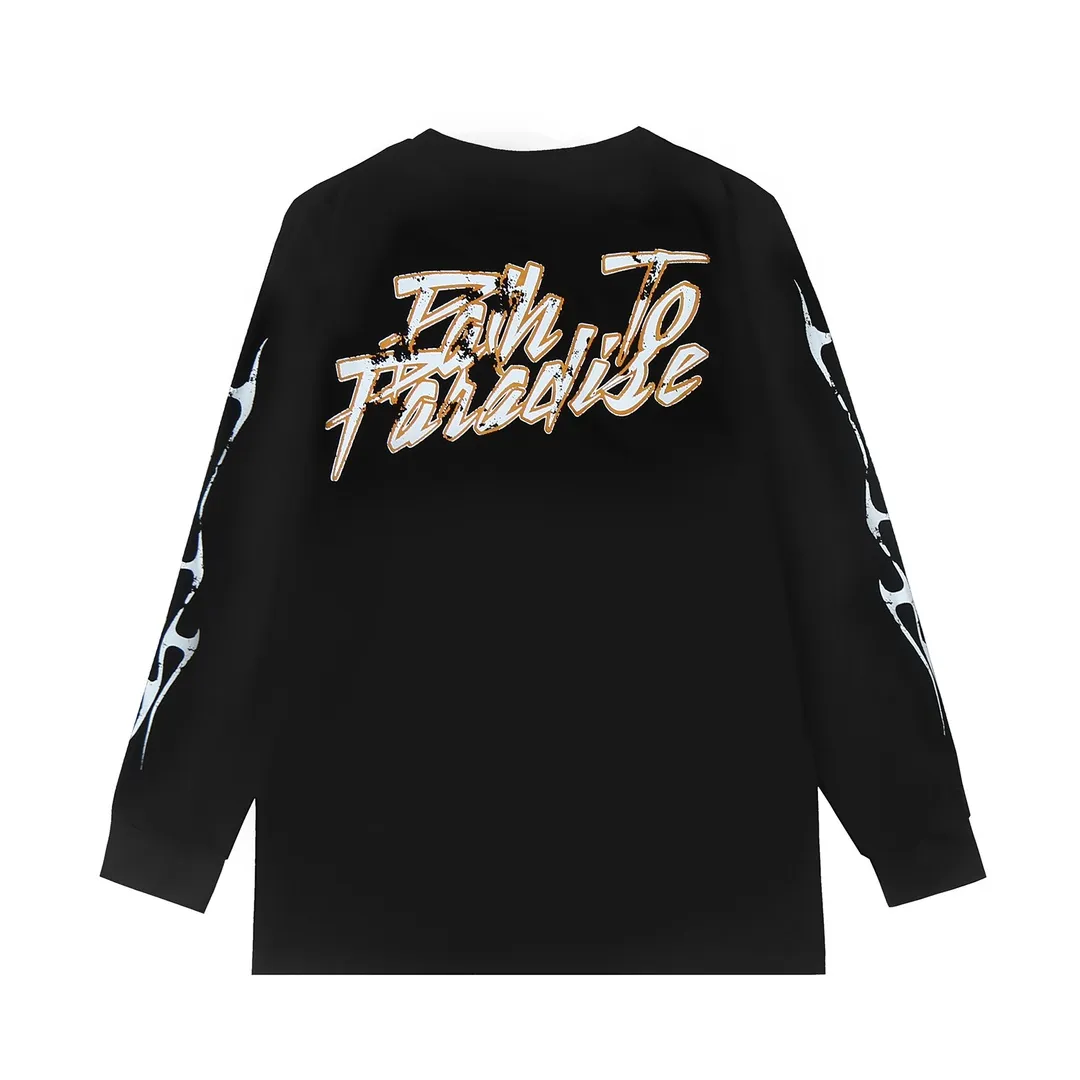 5507# P136 Hellstar Hellstar letter print lightning high street men and women hip-hop loose long-sleeved T-shirt Color: White Black Size: S M L XL