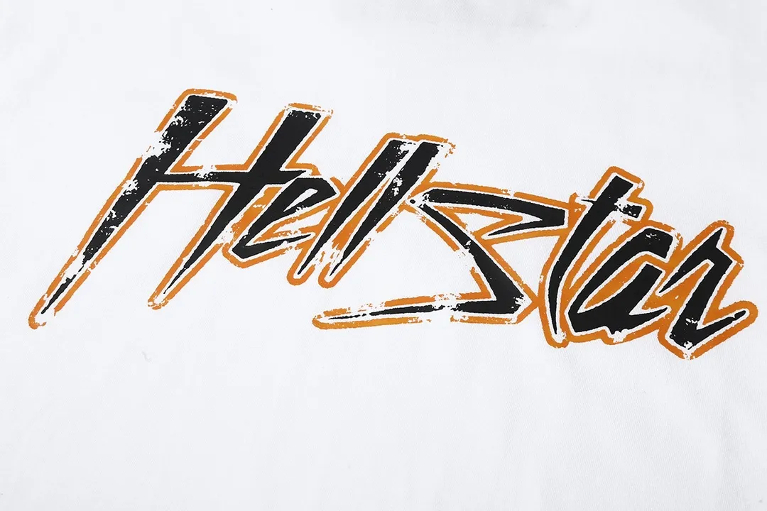5507# P136 Hellstar Hellstar letter print lightning high street men and women hip-hop loose long-sleeved T-shirt Color: White Black Size: S M L XL