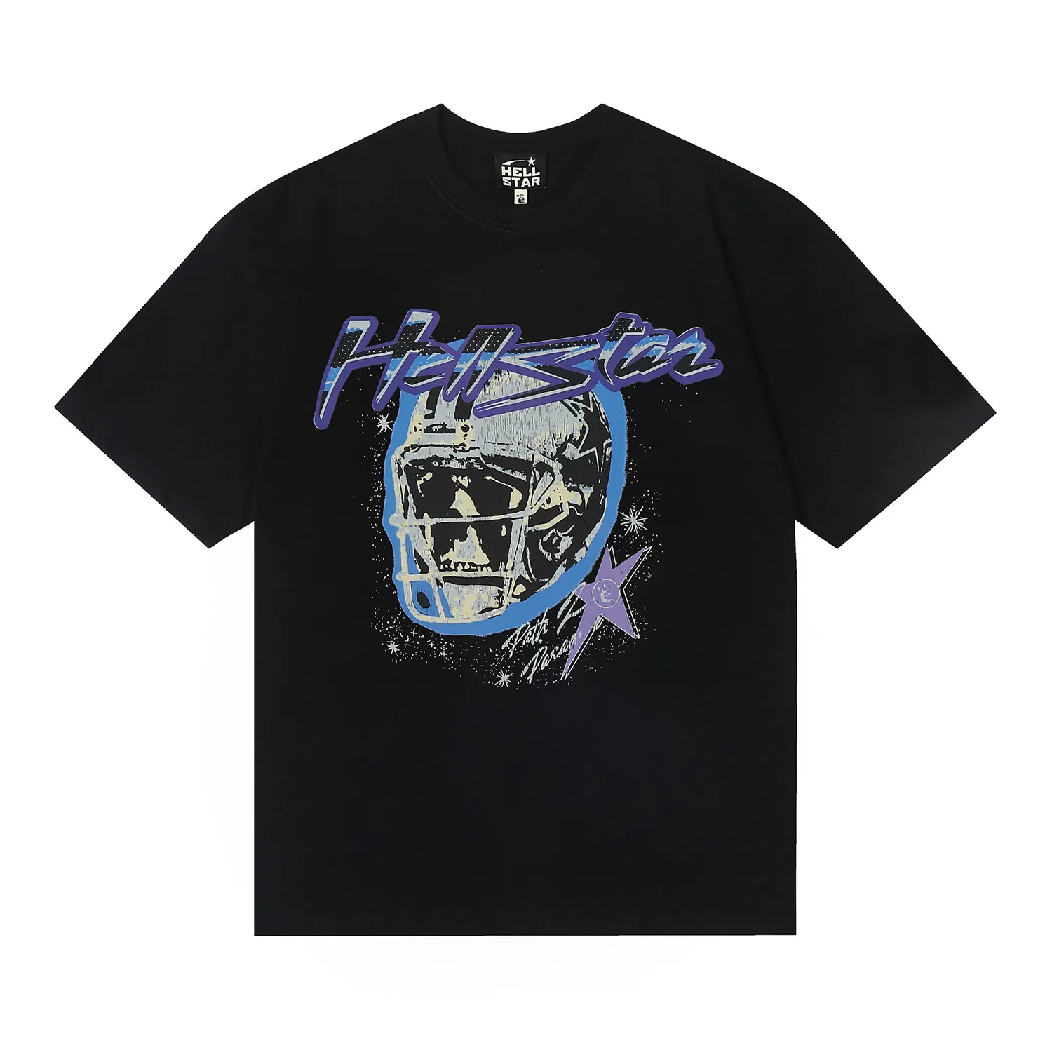 6673# P116 Hellstar American fashion high street pure cotton loose short-sleeved T-shirt Color: Gray Black Size: S M L XL