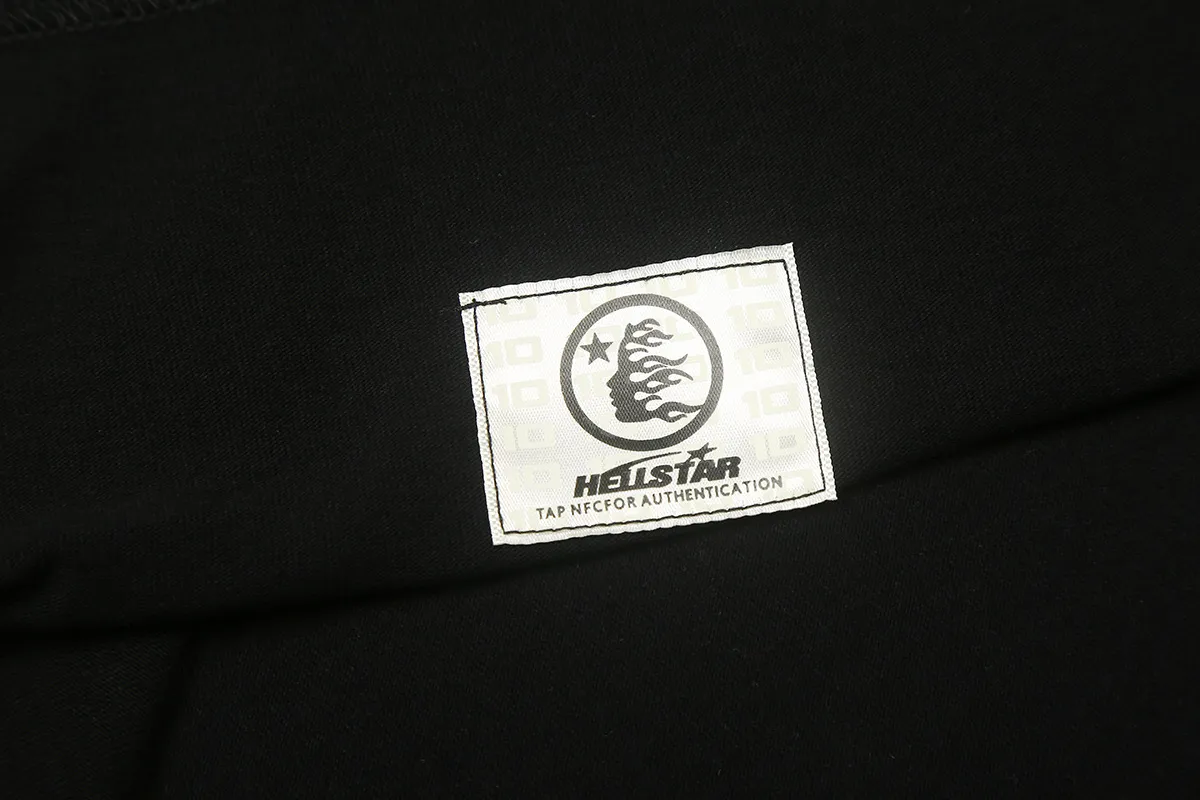 6673# P116 Hellstar American fashion high street pure cotton loose short-sleeved T-shirt Color: Gray Black Size: S M L XL