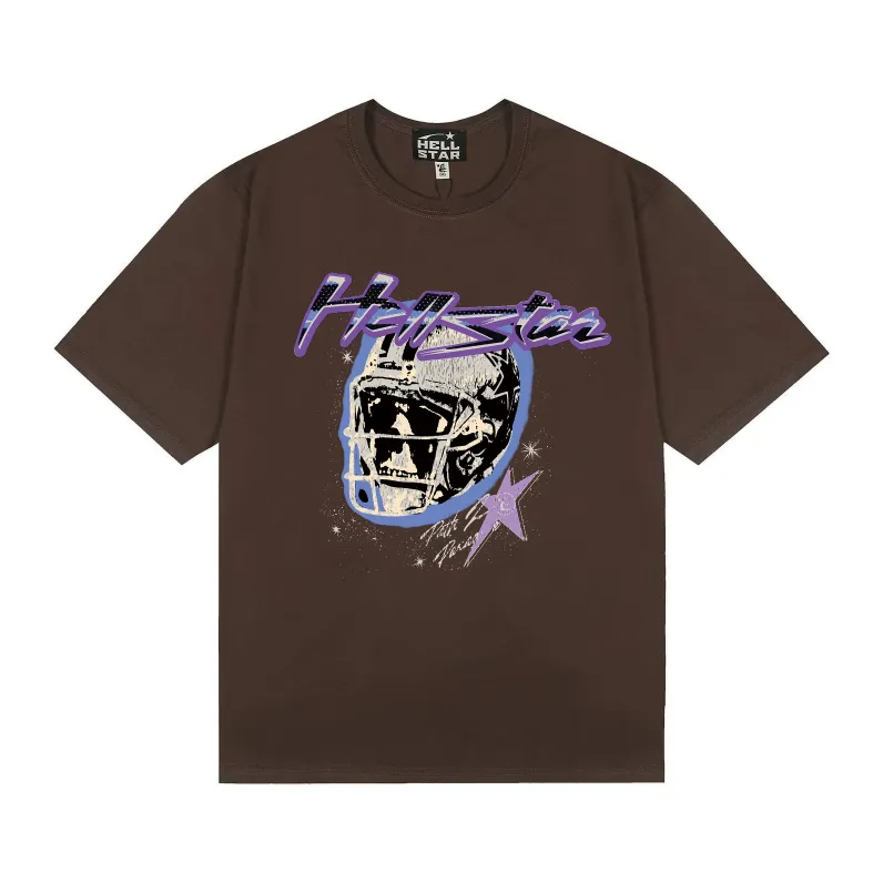 6673# P116 Hellstar American fashion high street pure cotton loose short-sleeved T-shirt Color: Gray Black Size: S M L XL