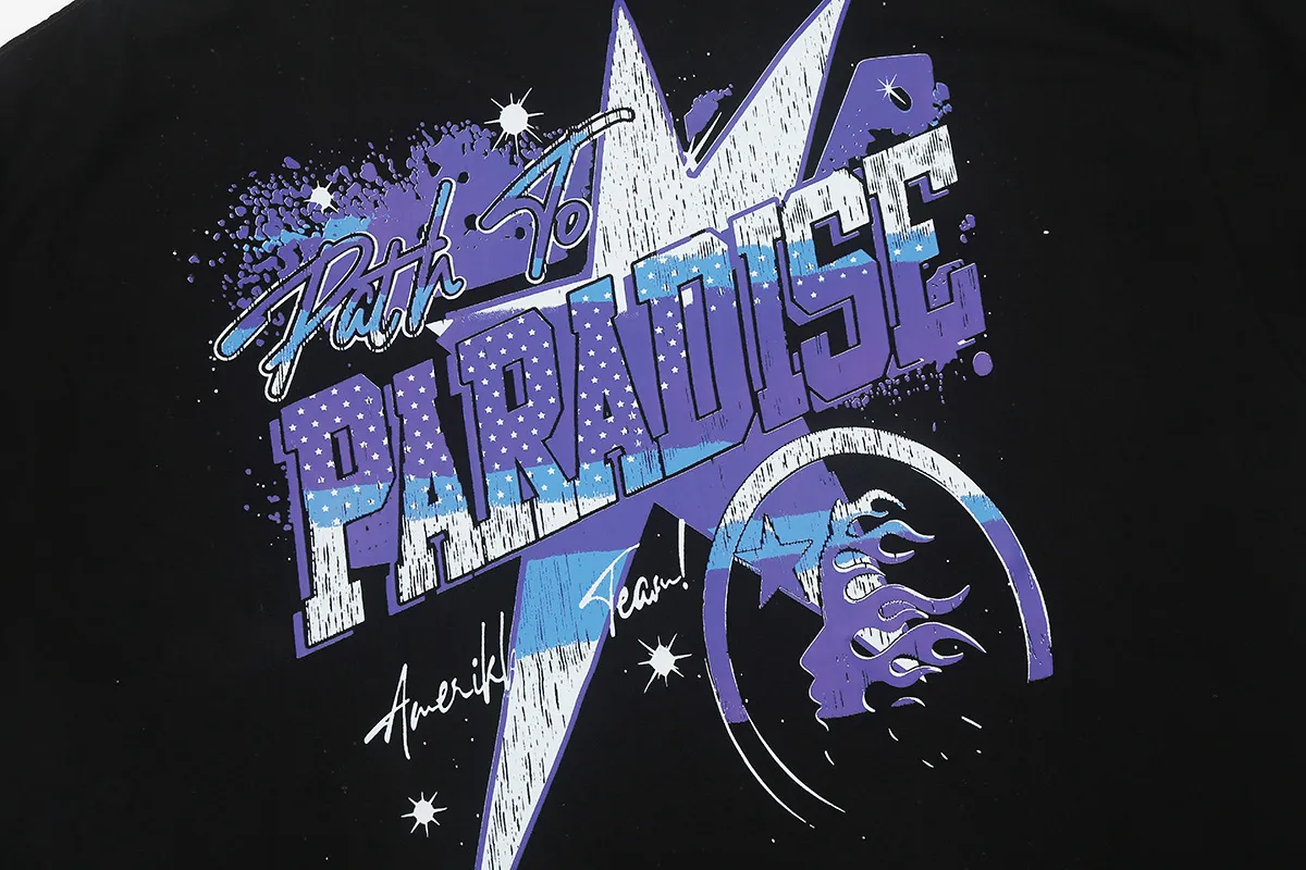 6673# P116 Hellstar American fashion high street pure cotton loose short-sleeved T-shirt Color: Gray Black Size: S M L XL