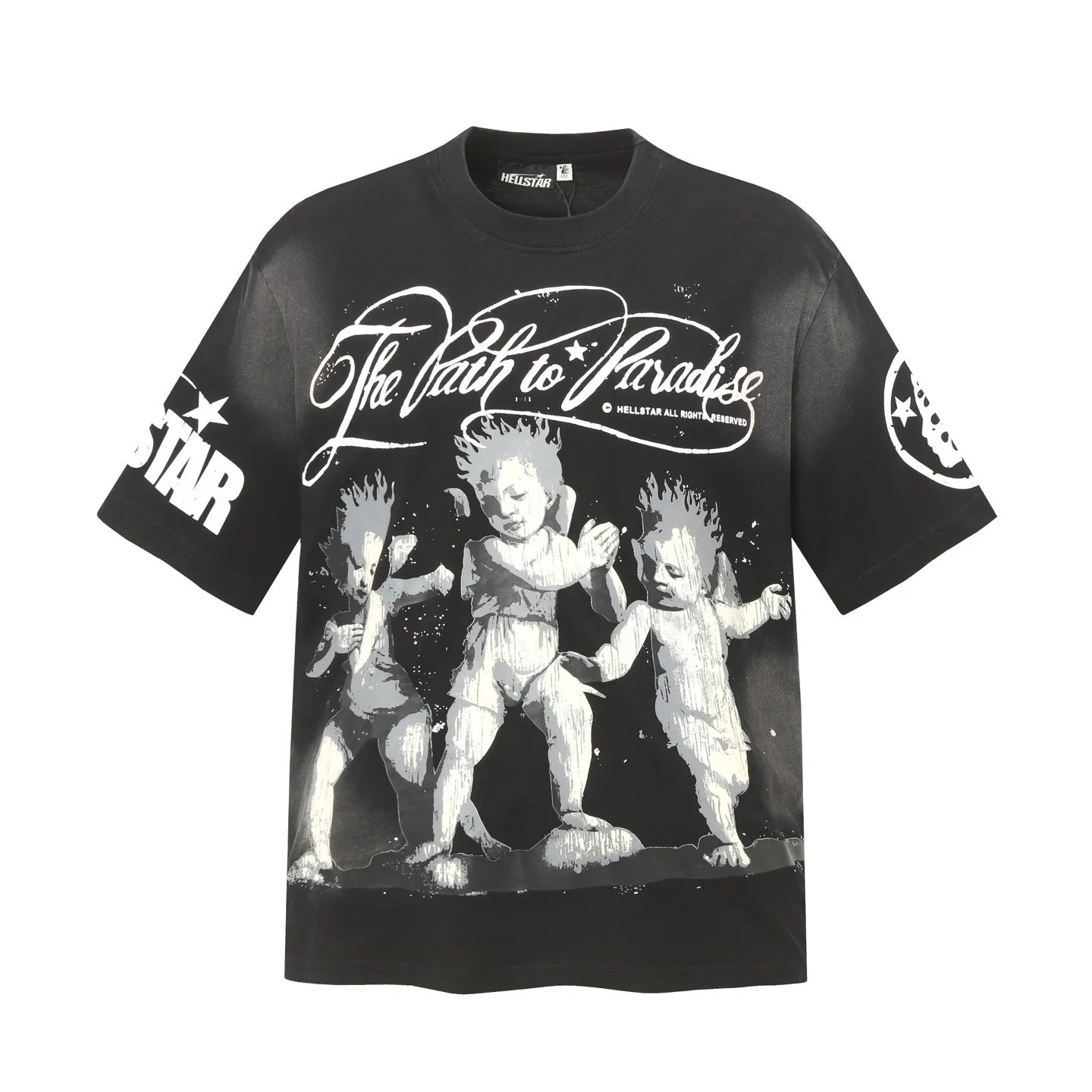 P124 Real-stock Hellstar Cross-border European and American style street brand pure cotton T-shirt Fabric (fabric): 32 counts of 250g washed combed double yarn pure cotton Size (size): S-M- L-