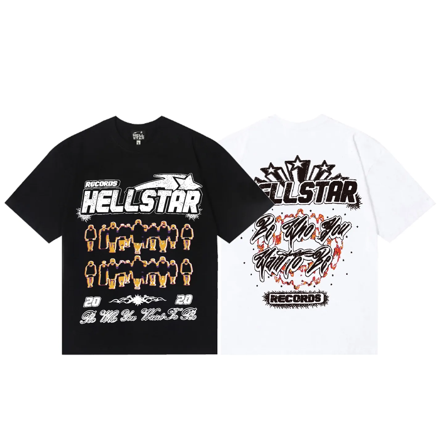 6836# P116 Hellstar American fashion high street pure cotton loose short-sleeved T-shirt Color: Black White Size: S M L XL