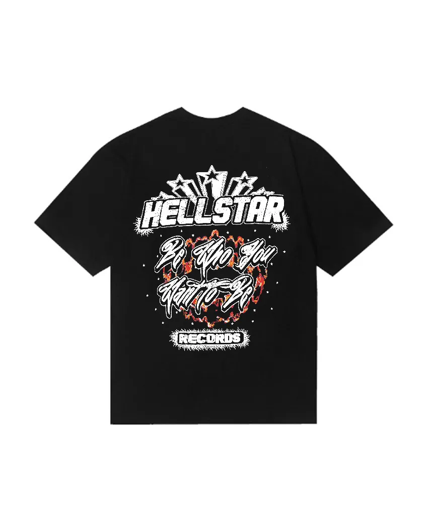 6836# P116 Hellstar American fashion high street pure cotton loose short-sleeved T-shirt Color: Black White Size: S M L XL