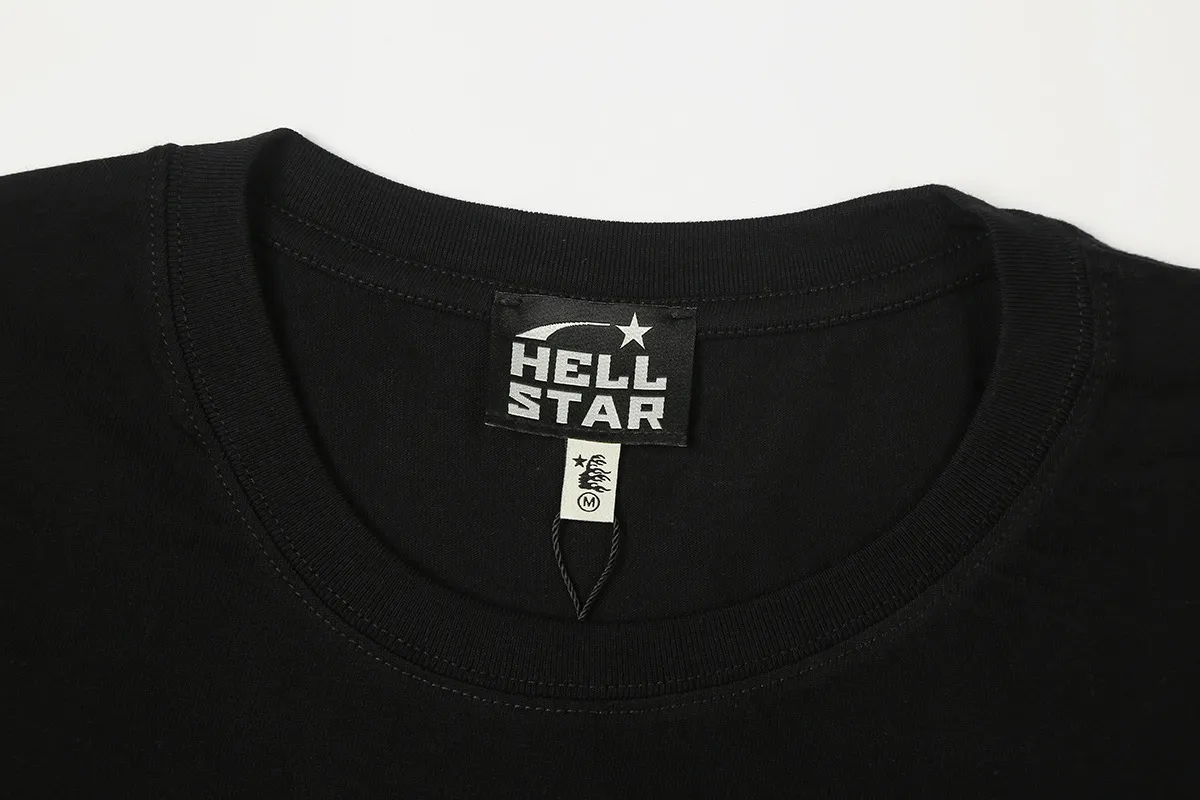 6836# P116 Hellstar American fashion high street pure cotton loose short-sleeved T-shirt Color: Black White Size: S M L XL