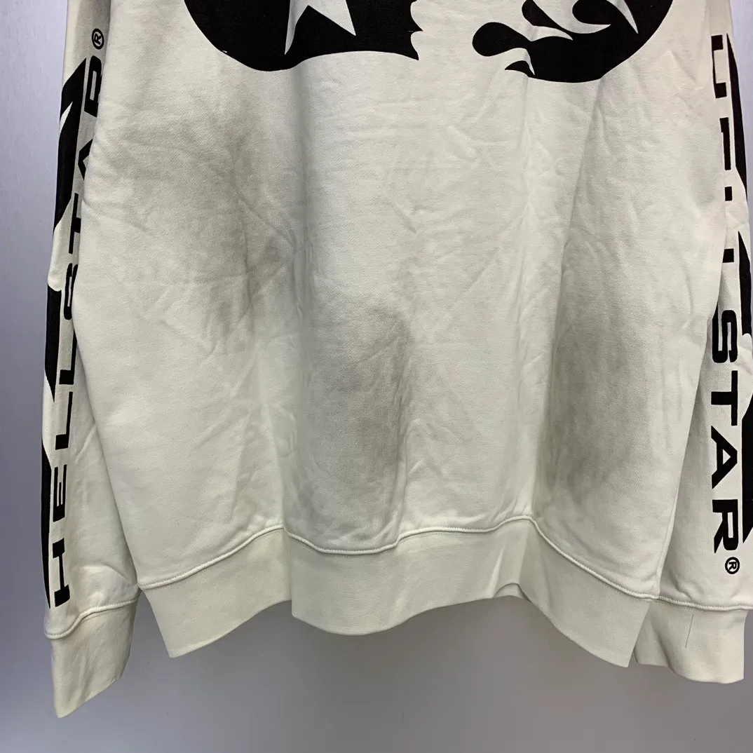 P210 Hellstar Studios washed distressed terry crew neck sweatshirt color (color): beige Size (size): S, M, L, XL
