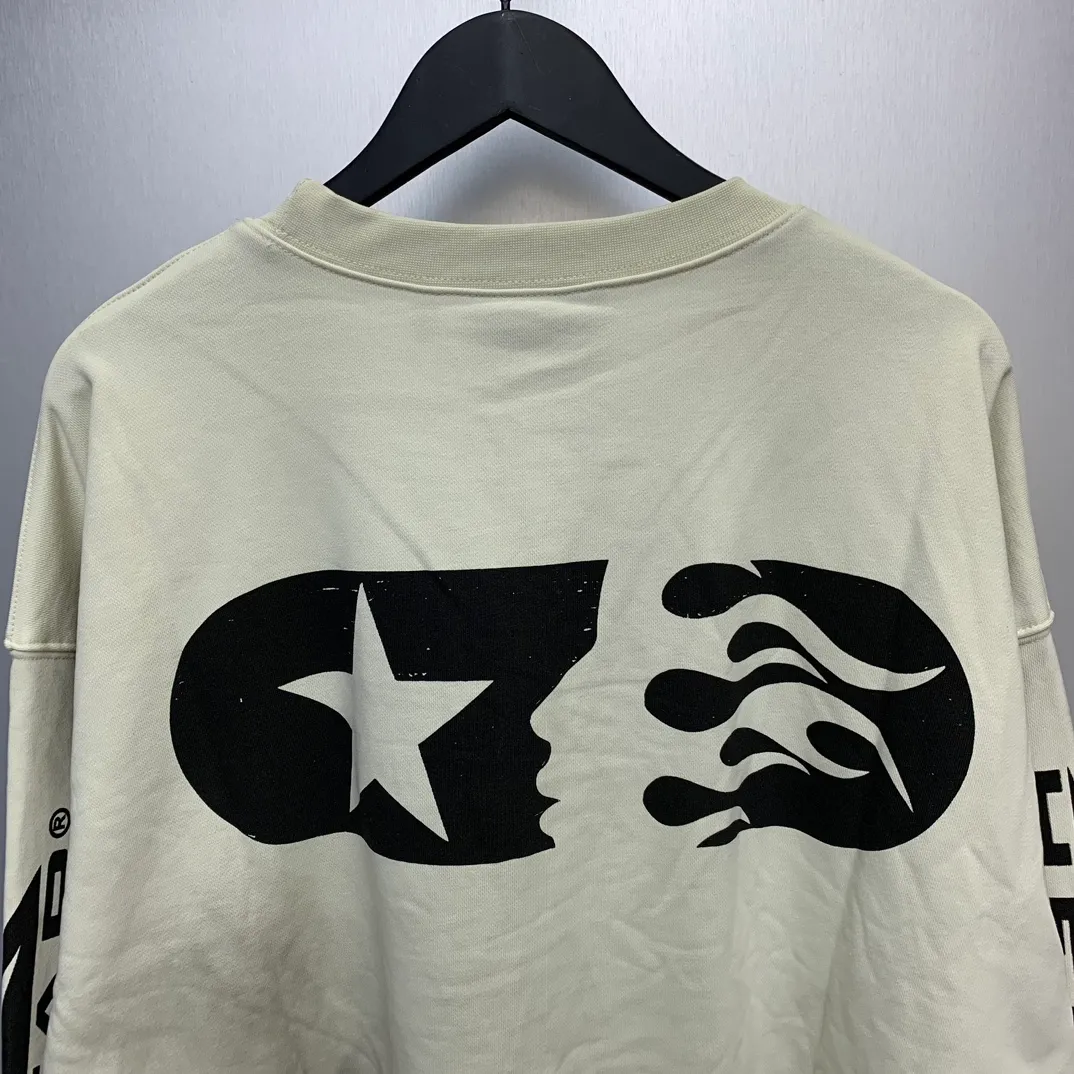 P210 Hellstar Studios washed distressed terry crew neck sweatshirt color (color): beige Size (size): S, M, L, XL