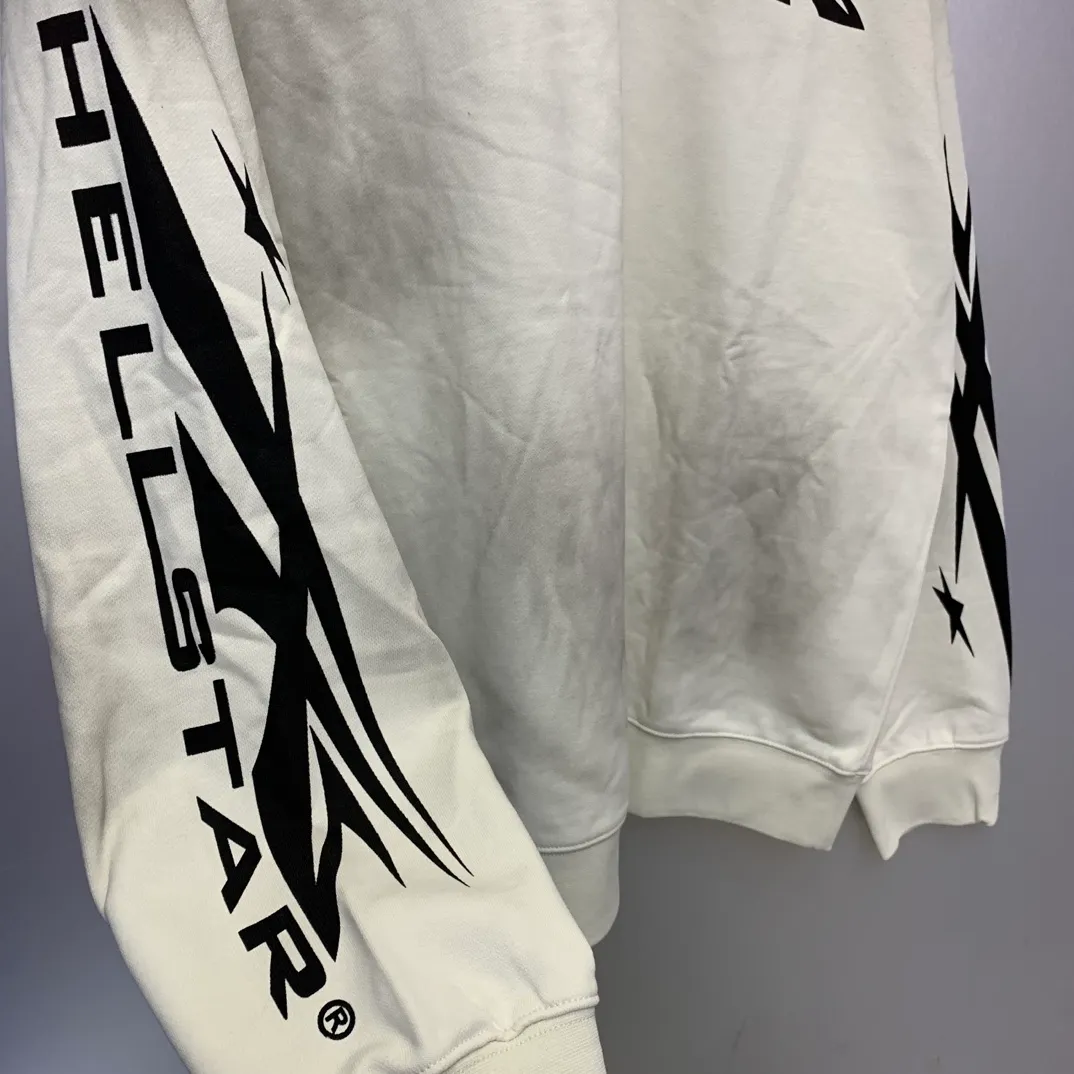 P210 Hellstar Studios washed distressed terry crew neck sweatshirt color (color): beige Size (size): S, M, L, XL