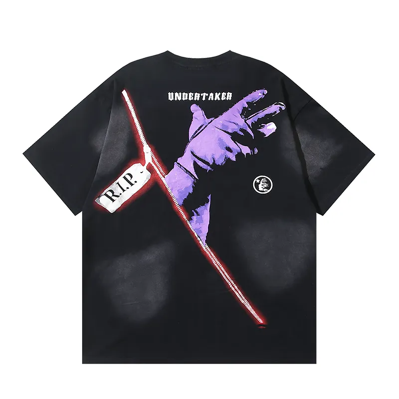 P130 6739#washed black Real shot Hellstar washed retro beauty trendy printed short-sleeved T-shirt Fabric: 250g 32 count fine cotton double yarn pure cotton Color: washed black Size: S M L XL