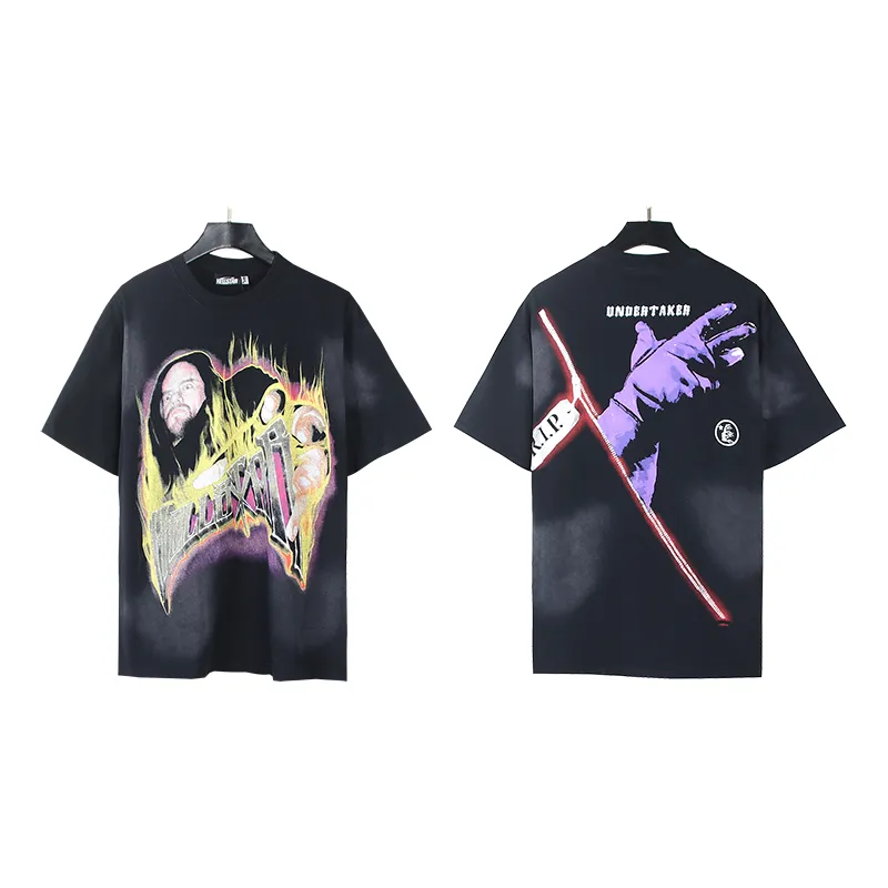 P130 6739#washed black Real shot Hellstar washed retro beauty trendy printed short-sleeved T-shirt Fabric: 250g 32 count fine cotton double yarn pure cotton Color: washed black Size: S M L XL