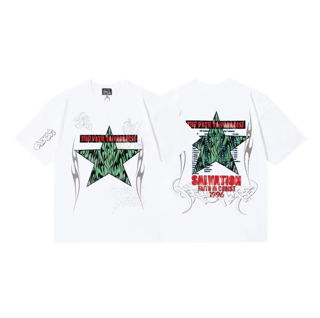 6798# P116 Hellstar American fashion high street pure cotton loose short-sleeved T-shirt Color: White Size: S M L XL