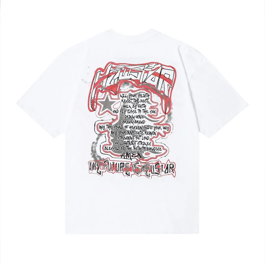 6638# P116 Hellstar American fashion high street pure cotton loose short-sleeved T-shirt Color: White Black Size: S M L XL