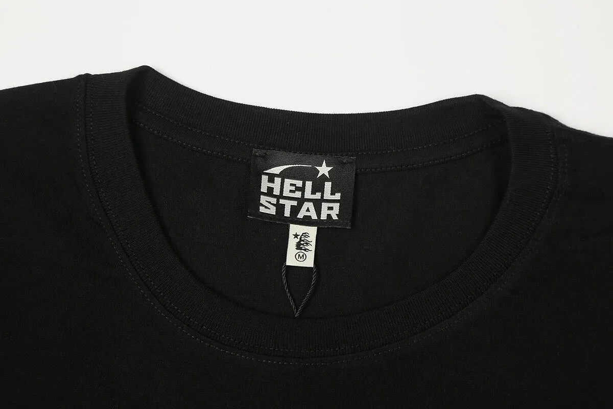6823# P112 Hellstar American fashion high street pure cotton loose short-sleeved T-shirt Color: Black Size: S M L XL