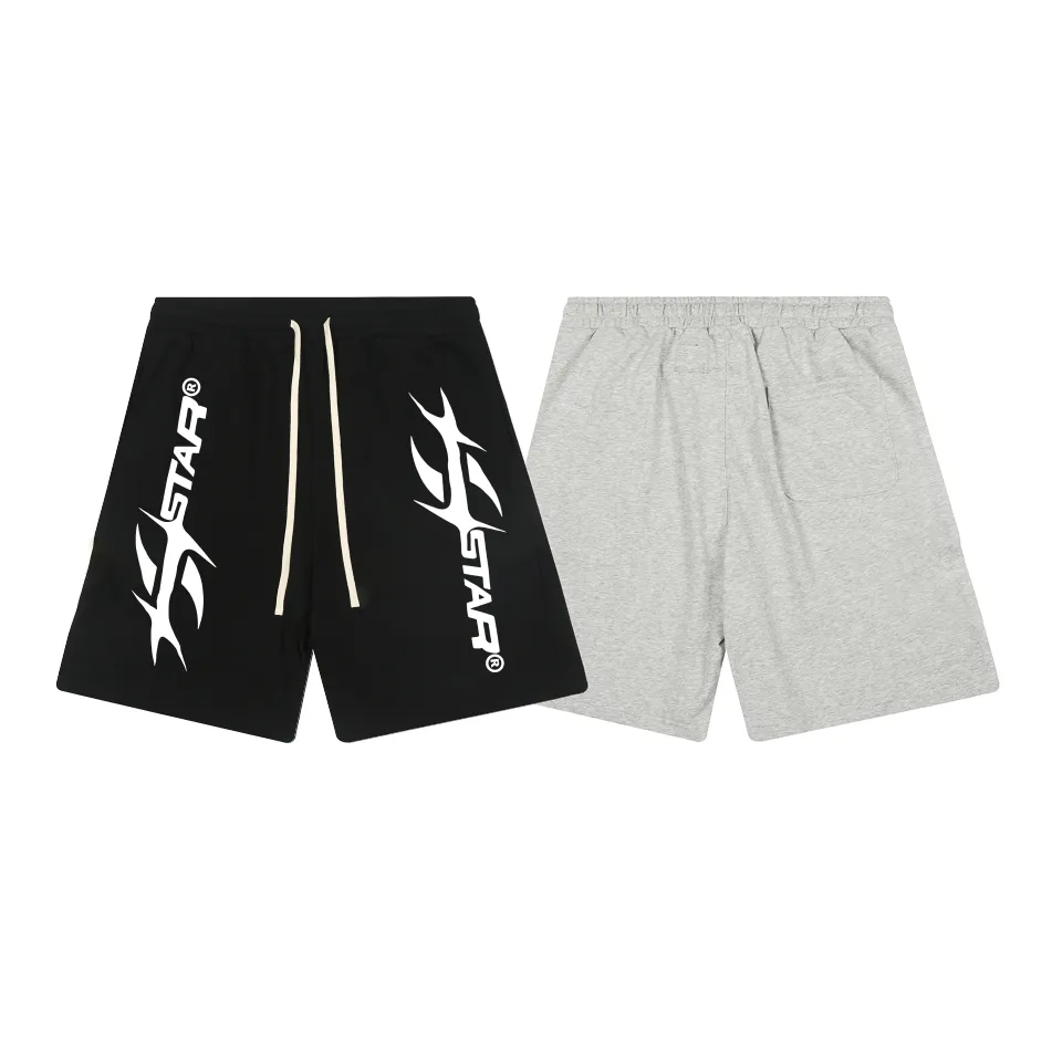 1109# P150 Hellstar pure cotton terry 350g printed casual shorts Color: black floral gray Size: S M L XL