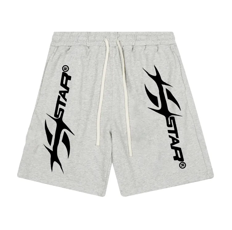 1109# P150 Hellstar pure cotton terry 350g printed casual shorts Color: black floral gray Size: S M L XL