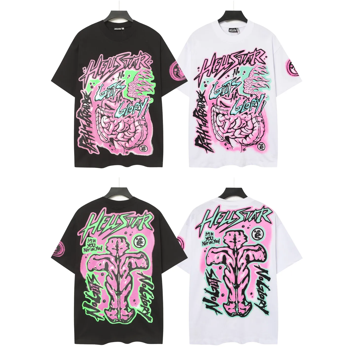 P108 Real-stock Hellstar Cross-border European and American style, street fashion brand pure cotton T-shirt Fabric (fabric): 32 pieces of 240g heavy combed double yarn pure cotton Size (size): S-M- L- X L Color (colour): White: Black 👉 👉