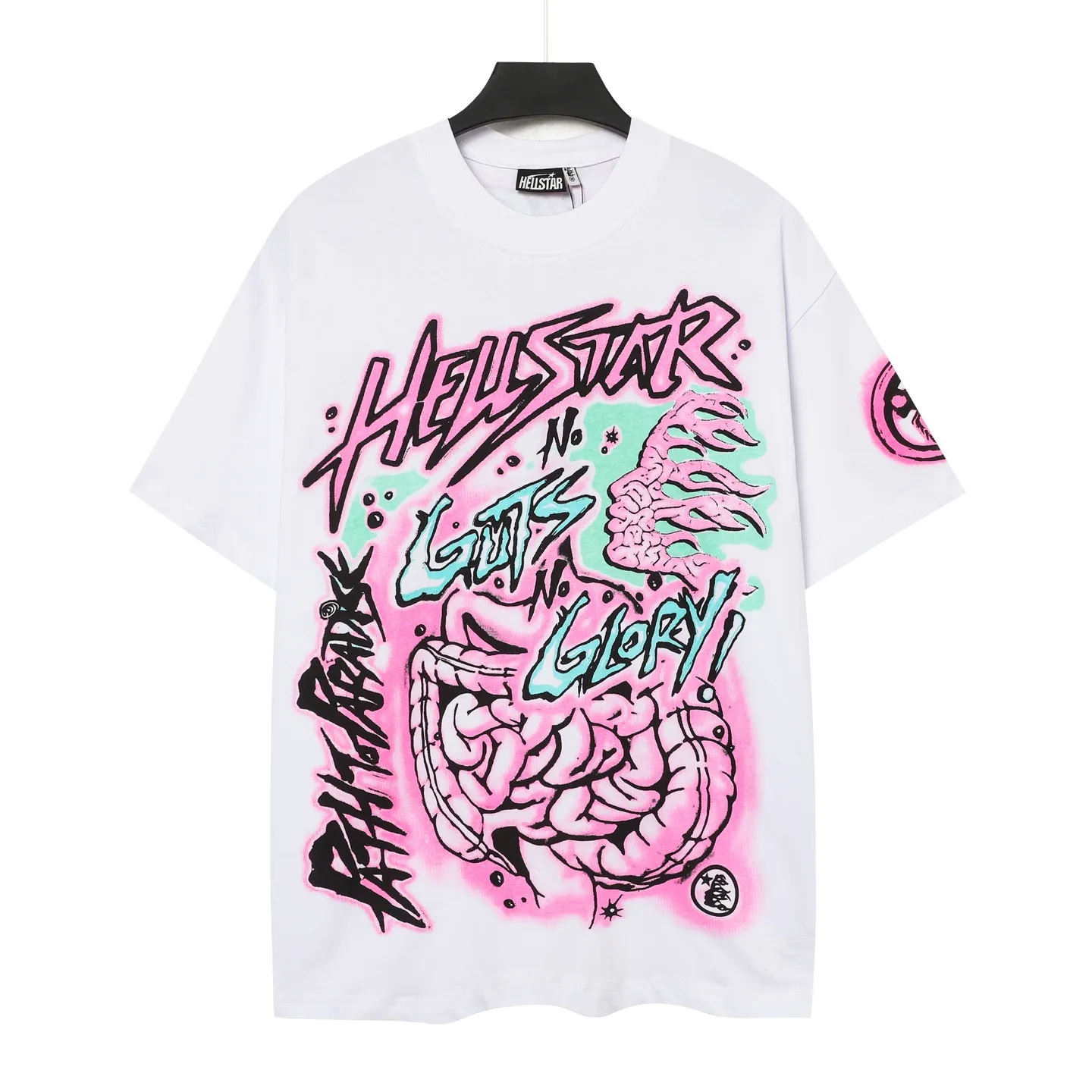 P108 Real-stock Hellstar Cross-border European and American style, street fashion brand pure cotton T-shirt Fabric (fabric): 32 pieces of 240g heavy combed double yarn pure cotton Size (size): S-M- L- X L Color (colour): White: Black 👉 👉