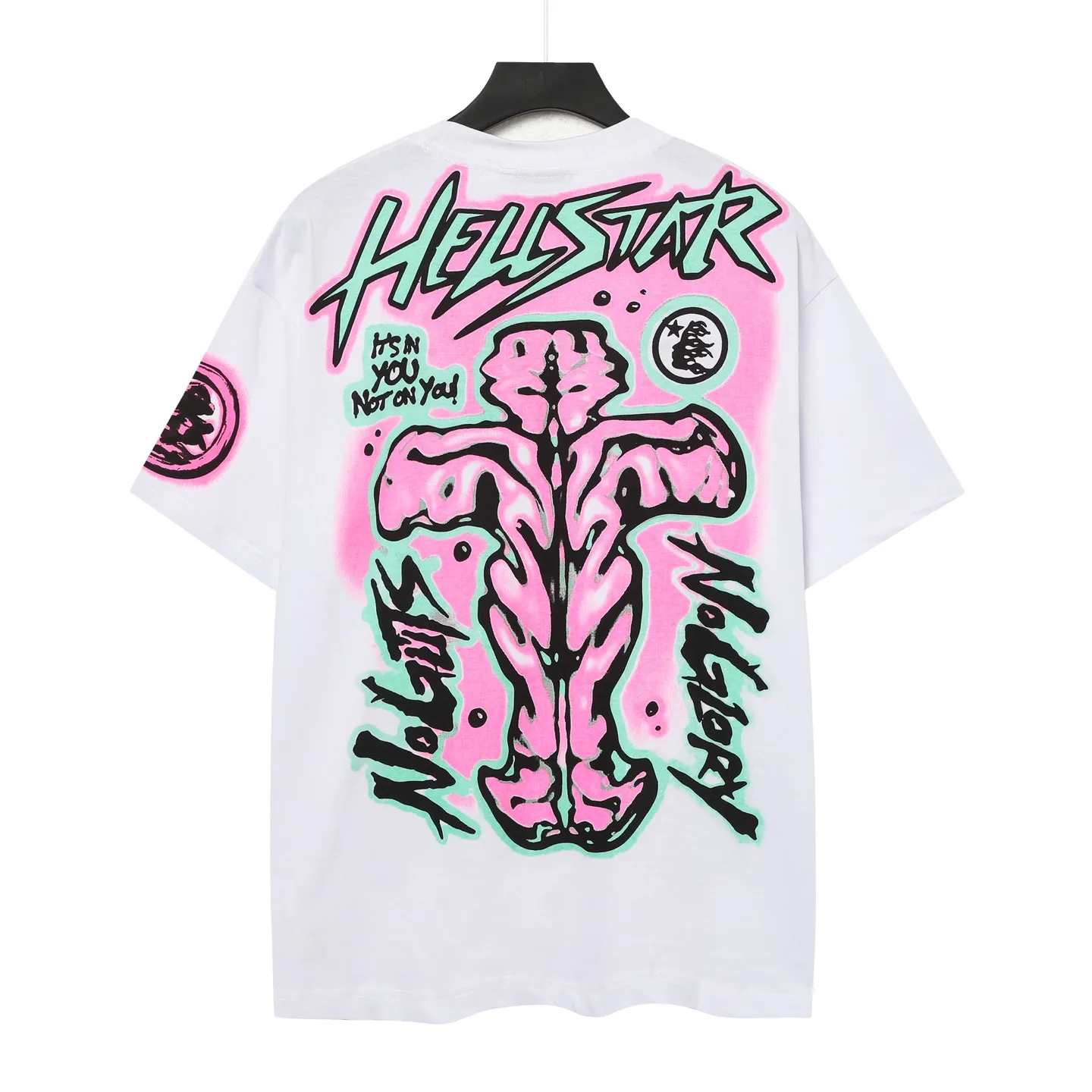 P108 Real-stock Hellstar Cross-border European and American style, street fashion brand pure cotton T-shirt Fabric (fabric): 32 pieces of 240g heavy combed double yarn pure cotton Size (size): S-M- L- X L Color (colour): White: Black 👉 👉