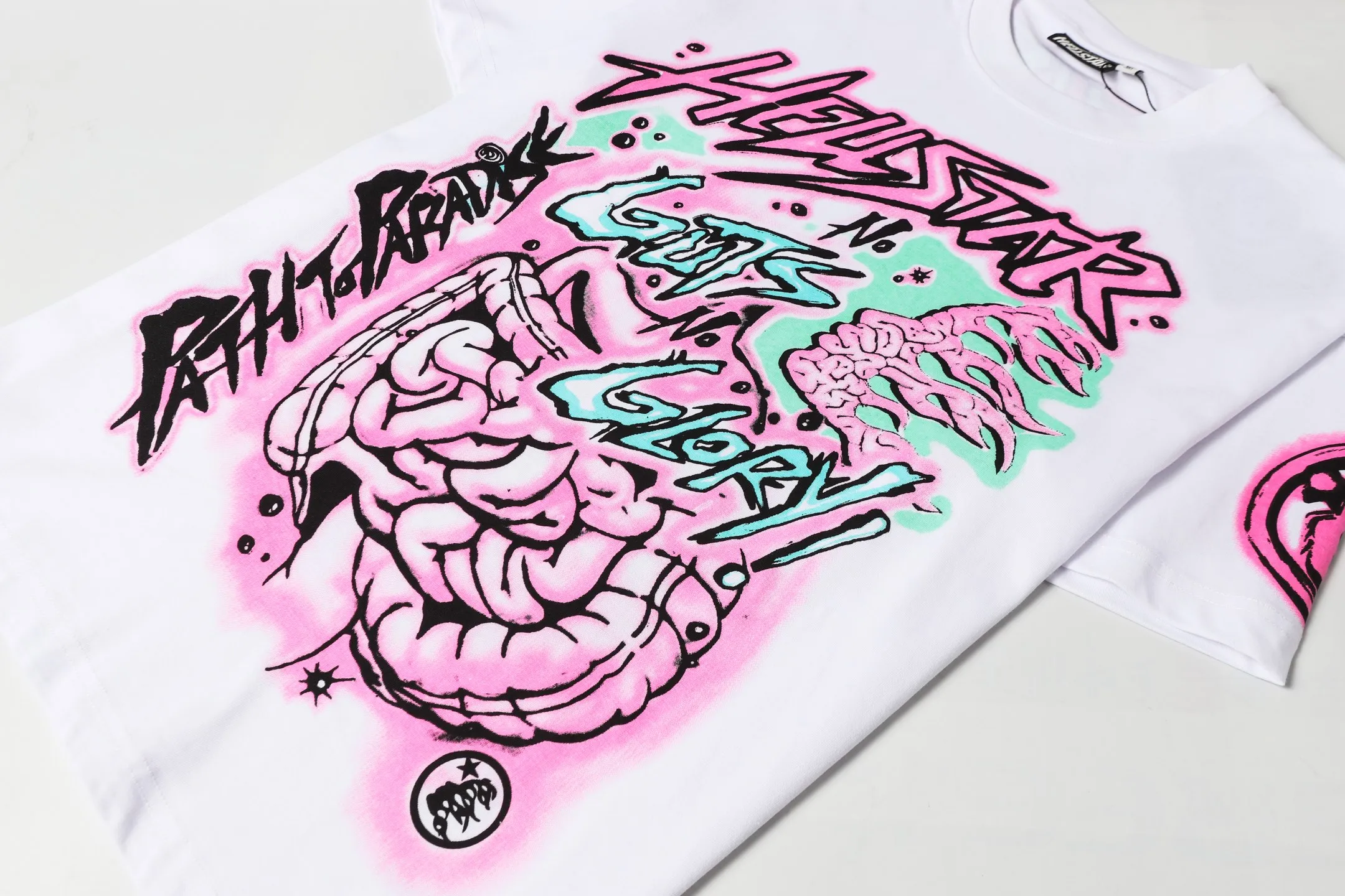 P108 Real-stock Hellstar Cross-border European and American style, street fashion brand pure cotton T-shirt Fabric (fabric): 32 pieces of 240g heavy combed double yarn pure cotton Size (size): S-M- L- X L Color (colour): White: Black 👉 👉