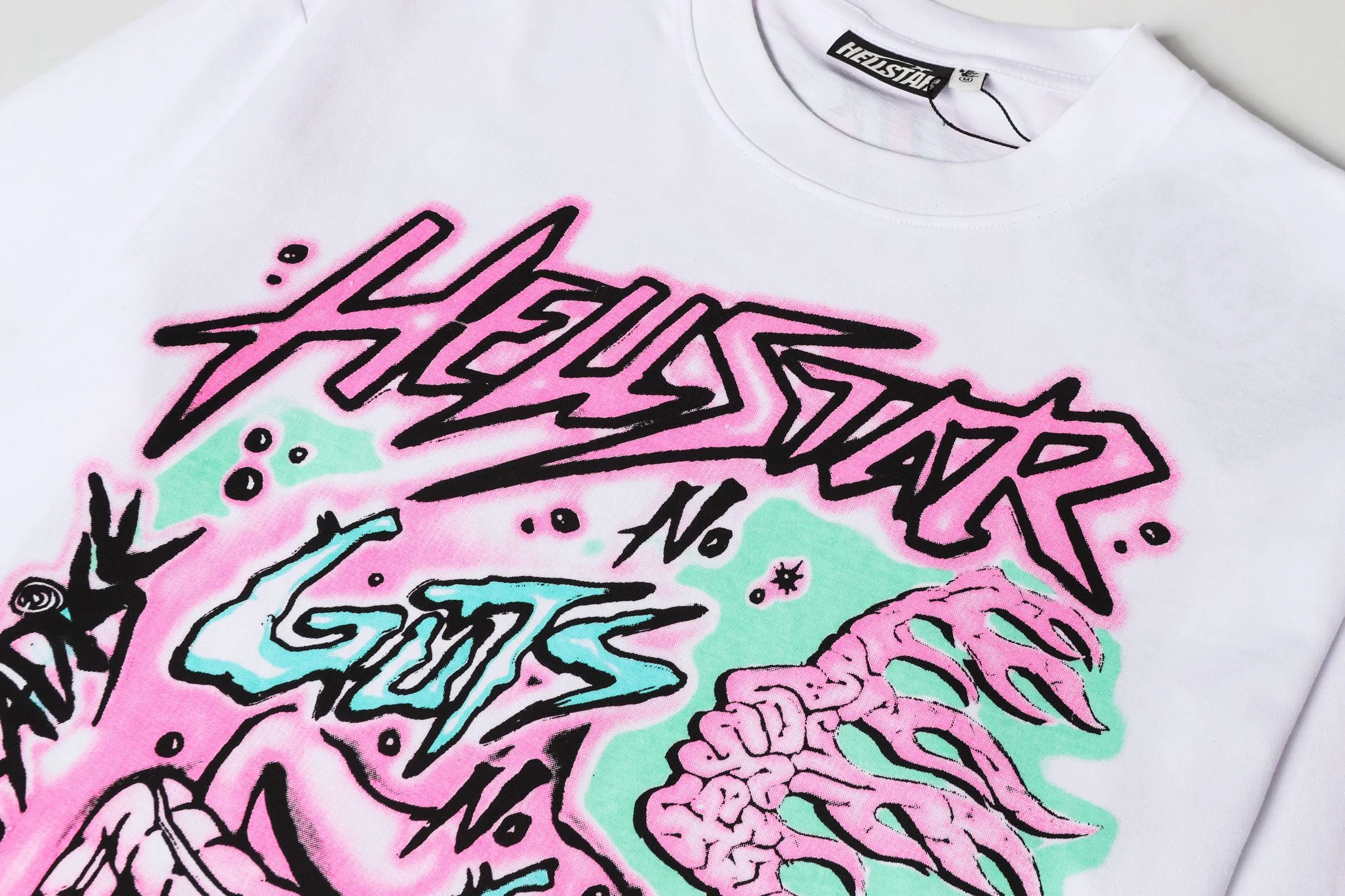 P108 Real-stock Hellstar Cross-border European and American style, street fashion brand pure cotton T-shirt Fabric (fabric): 32 pieces of 240g heavy combed double yarn pure cotton Size (size): S-M- L- X L Color (colour): White: Black 👉 👉