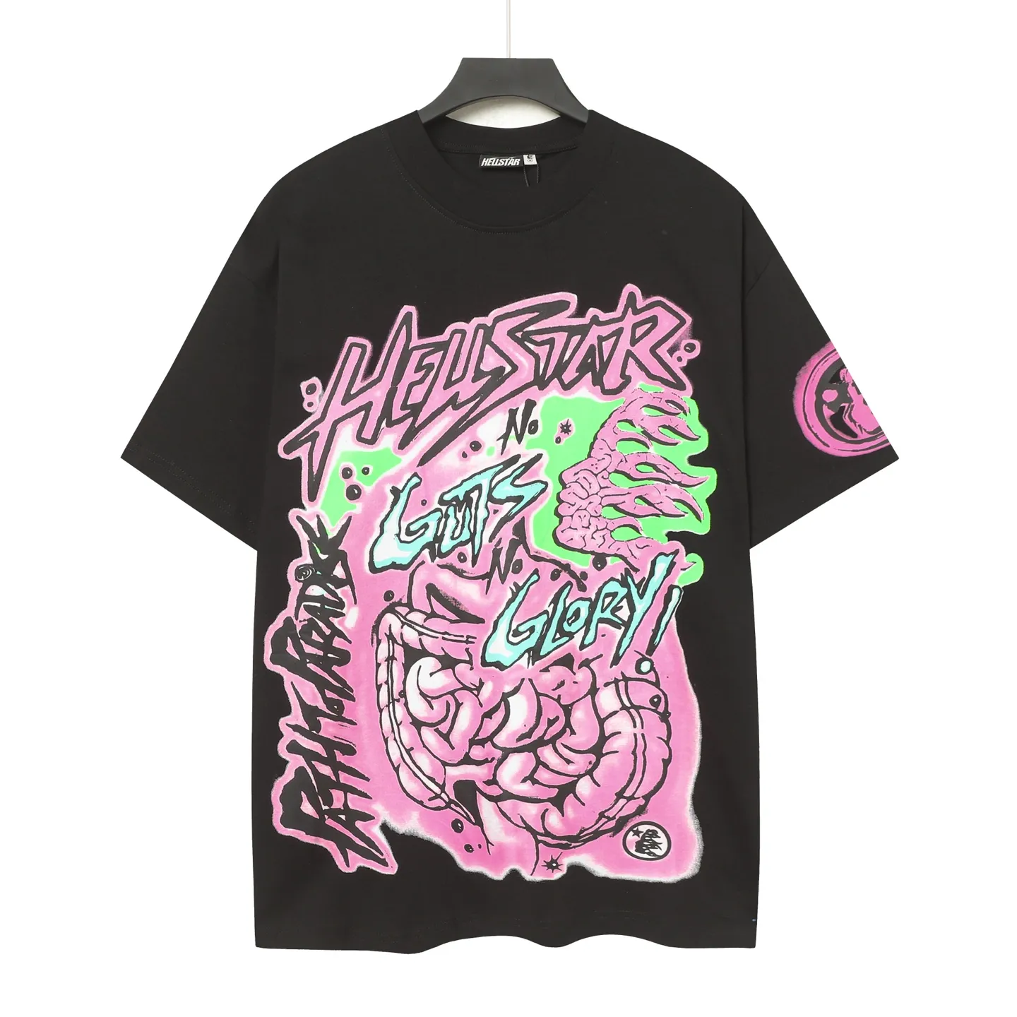 P108 Real-stock Hellstar Cross-border European and American style, street fashion brand pure cotton T-shirt Fabric (fabric): 32 pieces of 240g heavy combed double yarn pure cotton Size (size): S-M- L- X L Color (colour): White: Black 👉 👉