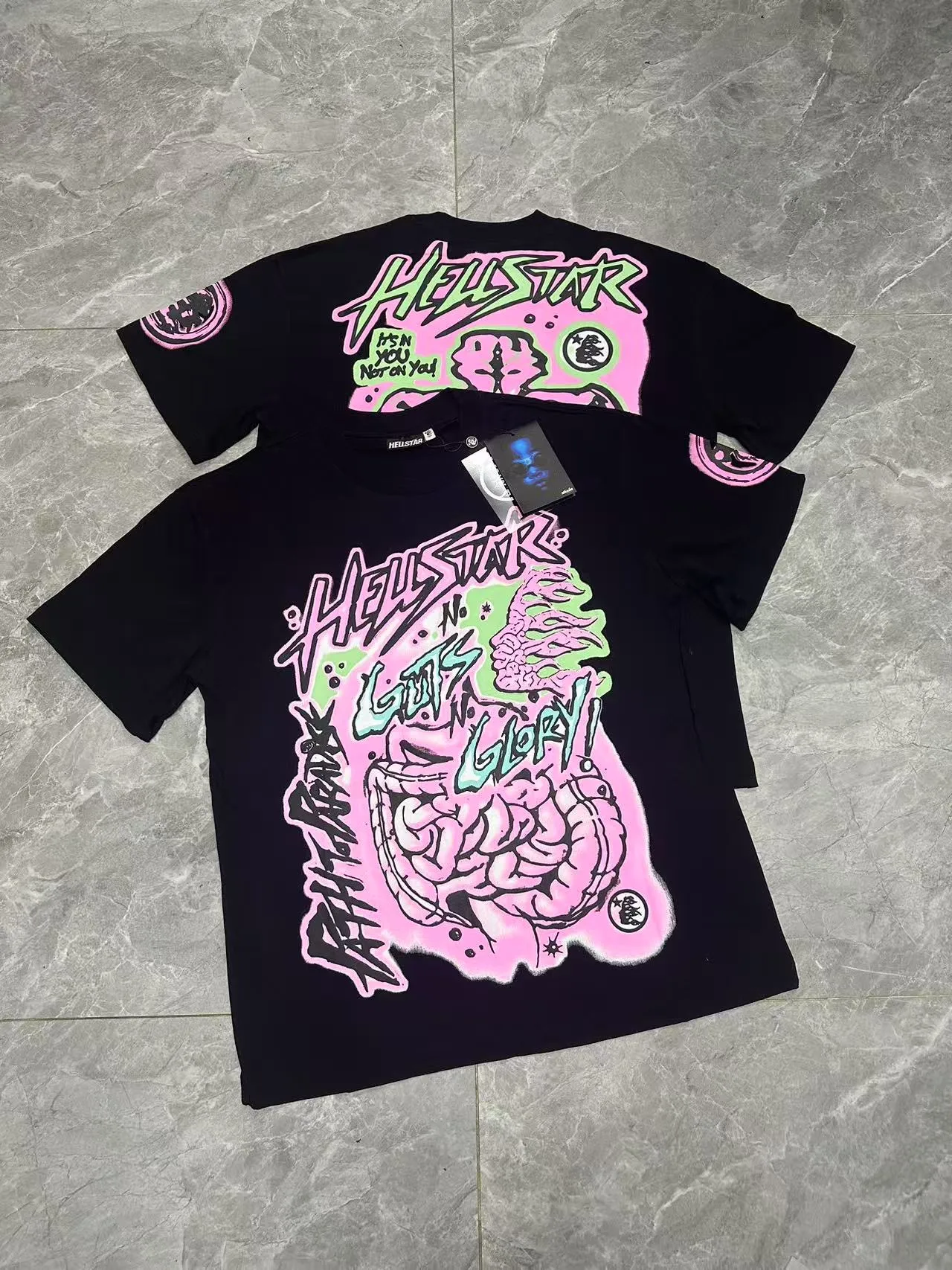 P108 Real-stock Hellstar Cross-border European and American style, street fashion brand pure cotton T-shirt Fabric (fabric): 32 pieces of 240g heavy combed double yarn pure cotton Size (size): S-M- L- X L Color (colour): White: Black 👉 👉