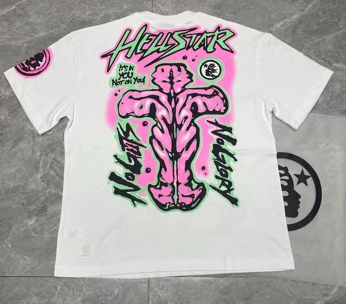 P108 Real-stock Hellstar Cross-border European and American style, street fashion brand pure cotton T-shirt Fabric (fabric): 32 pieces of 240g heavy combed double yarn pure cotton Size (size): S-M- L- X L Color (colour): White: Black 👉 👉