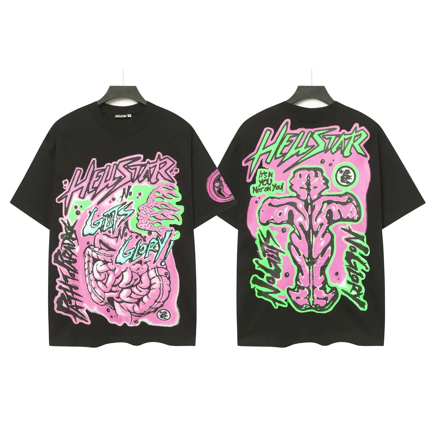 P108 Real-stock Hellstar Cross-border European and American style, street fashion brand pure cotton T-shirt Fabric (fabric): 32 pieces of 240g heavy combed double yarn pure cotton Size (size): S-M- L- X L Color (colour): White: Black 👉 👉