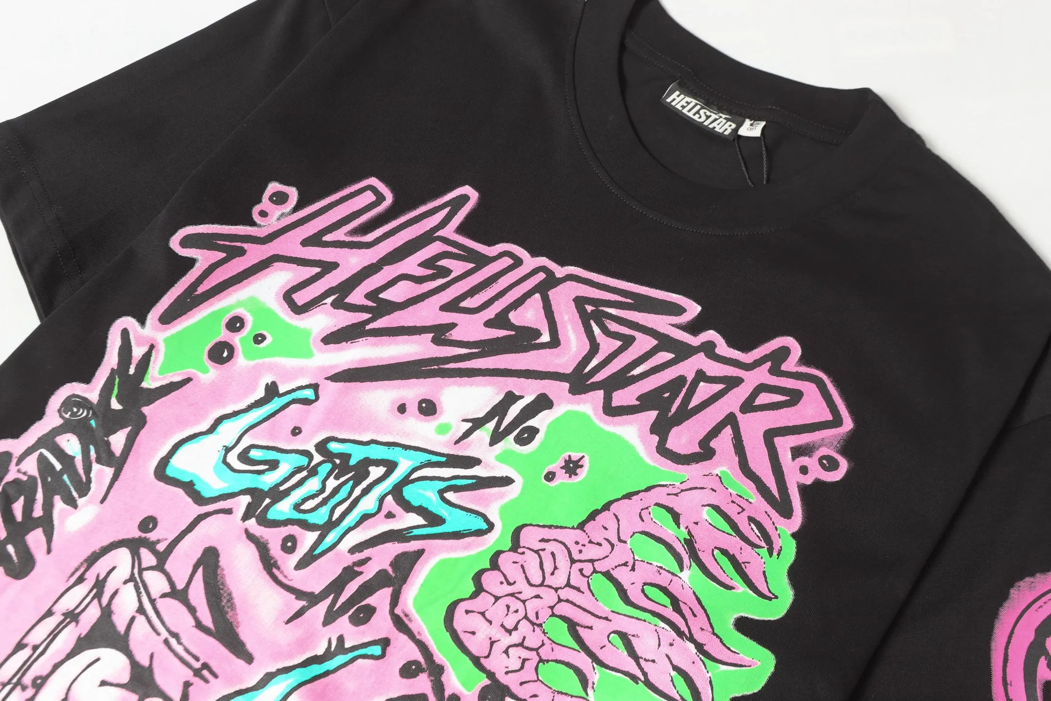 P108 Real-stock Hellstar Cross-border European and American style, street fashion brand pure cotton T-shirt Fabric (fabric): 32 pieces of 240g heavy combed double yarn pure cotton Size (size): S-M- L- X L Color (colour): White: Black 👉 👉