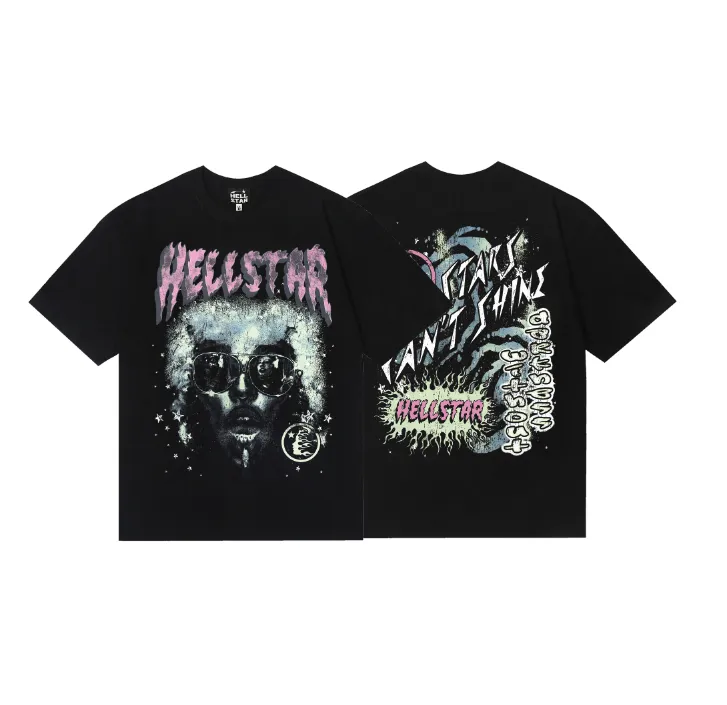 6732# P116 Hellstar American fashion high street pure cotton loose short-sleeved T-shirt Color: Black Size: S M L XL