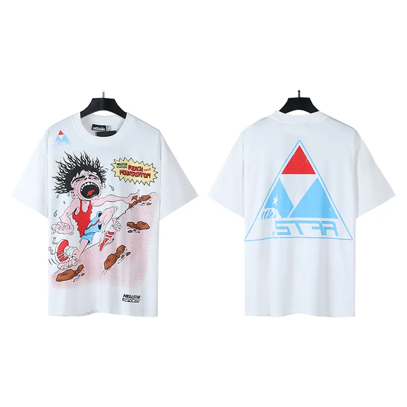 P110 5620# Real shot Hellstar Meichao high street pure cotton loose short-sleeved T-shirt Fabric: 240g 32 count fine cotton double yarn pure cotton Color: White Size: S M L XL