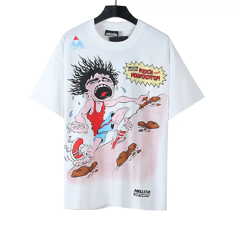 P110 5620# Real shot Hellstar Meichao high street pure cotton loose short-sleeved T-shirt Fabric: 240g 32 count fine cotton double yarn pure cotton Color: White Size: S M L XL