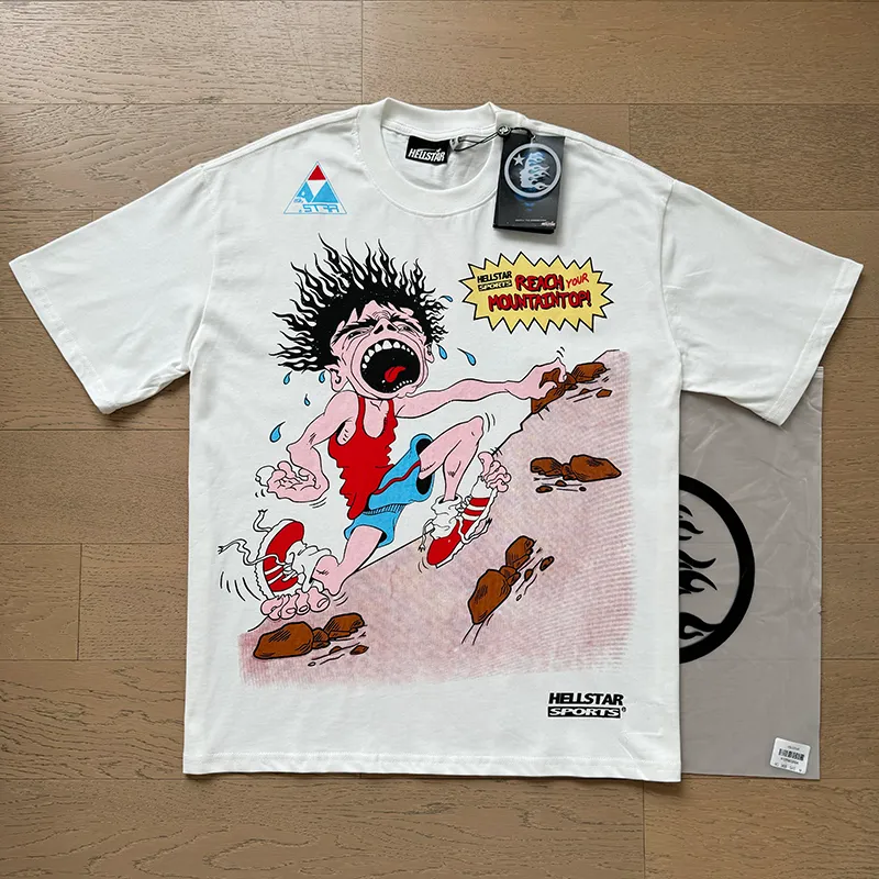 P110 5620# Real shot Hellstar Meichao high street pure cotton loose short-sleeved T-shirt Fabric: 240g 32 count fine cotton double yarn pure cotton Color: White Size: S M L XL