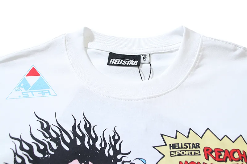 P110 5620# Real shot Hellstar Meichao high street pure cotton loose short-sleeved T-shirt Fabric: 240g 32 count fine cotton double yarn pure cotton Color: White Size: S M L XL