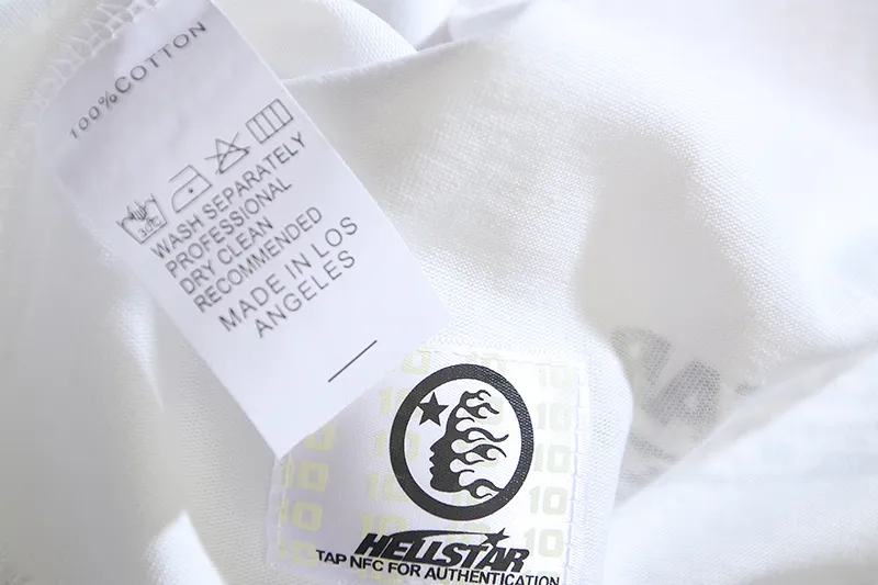 P110 5620# Real shot Hellstar Meichao high street pure cotton loose short-sleeved T-shirt Fabric: 240g 32 count fine cotton double yarn pure cotton Color: White Size: S M L XL