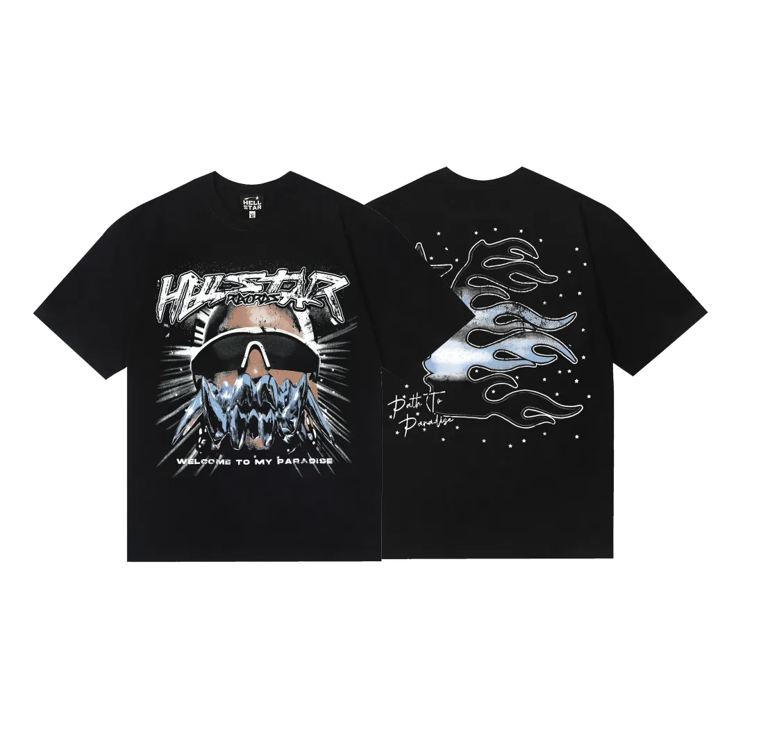 6719# P116 Hellstar American fashion high street pure cotton loose short-sleeved T-shirt Color: Black Size: S M L XL