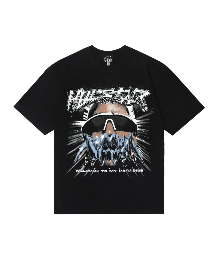 6719# P116 Hellstar American fashion high street pure cotton loose short-sleeved T-shirt Color: Black Size: S M L XL