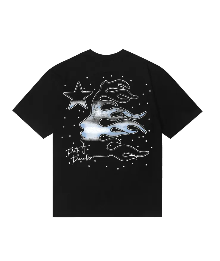 6719# P116 Hellstar American fashion high street pure cotton loose short-sleeved T-shirt Color: Black Size: S M L XL