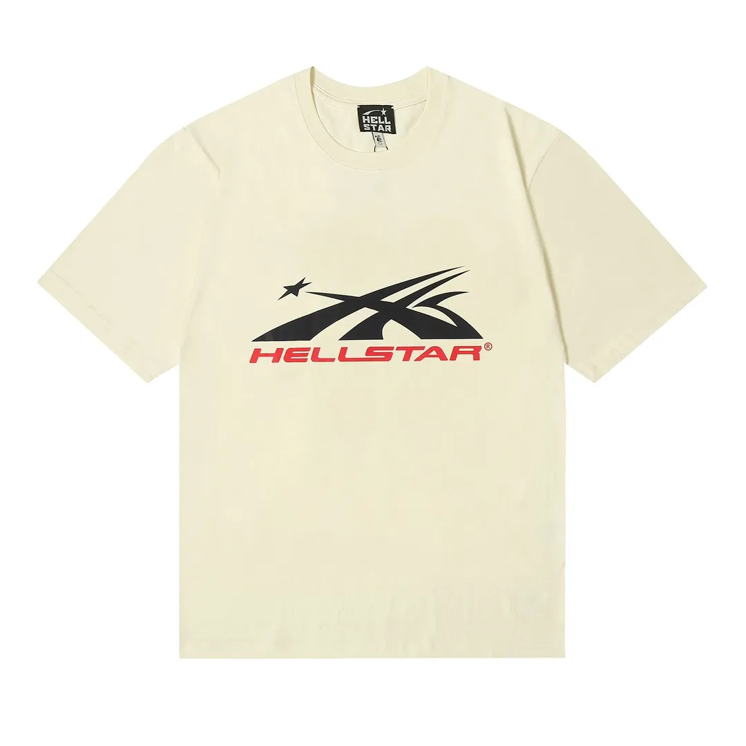 6641# P112 Hellstar American fashion high street pure cotton loose short-sleeved T-shirt Color: White Black Apricot Code Number: S M L XL