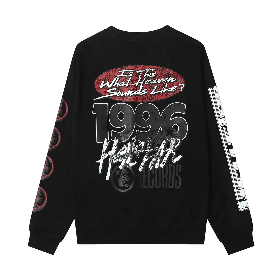 8808# P166 Hellstar high quality Hellstar American trendy printed cotton terry crew neck sweatshirt Color: Black Size: S M L XL