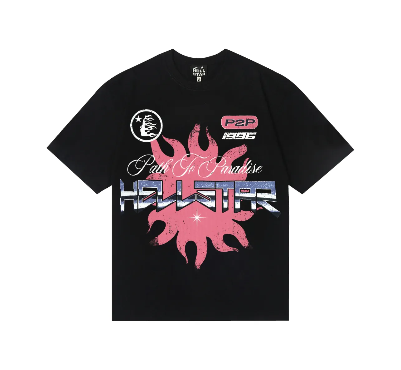 6832# P116 Hellstar American fashion high street pure cotton loose short-sleeved T-shirt Color: Black Gray White Size: S M L XL