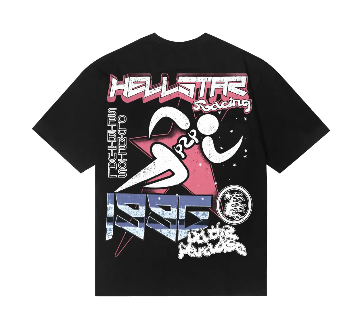 6832# P116 Hellstar American fashion high street pure cotton loose short-sleeved T-shirt Color: Black Gray White Size: S M L XL